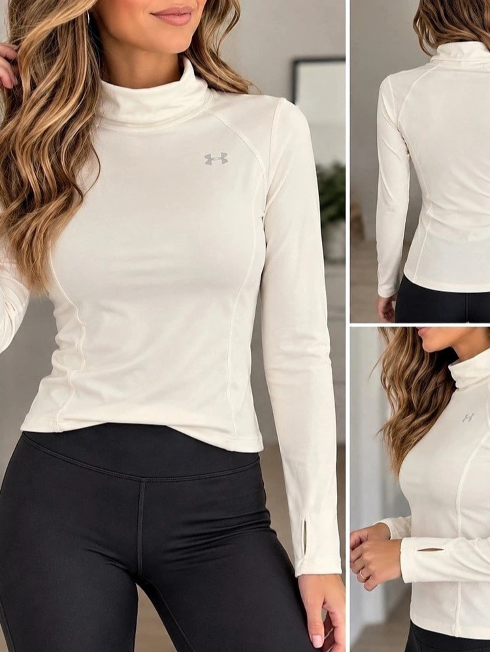 Under Armour ColdGear Fitted Mock Neck Long Sleeve White Small